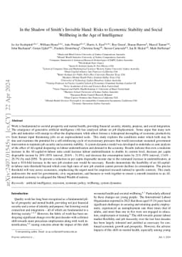 In the Shadow of Smith`s Invisible Hand: Risks to Economic Stability and
  Social Wellbeing in the Age of Intelligence