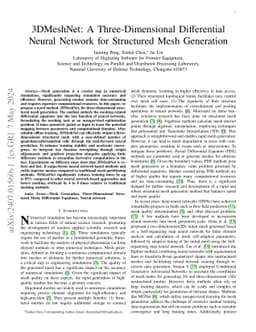 3DMeshNet: A Three-Dimensional Differential Neural Network for
  Structured Mesh Generation