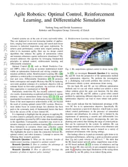 Agile Robotics: Optimal Control, Reinforcement Learning, and
  Differentiable Simulation