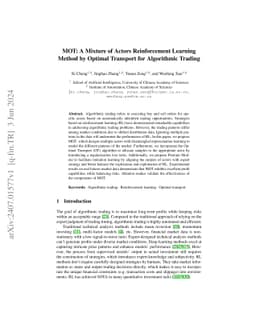 MOT: A Mixture of Actors Reinforcement Learning Method by Optimal
  Transport for Algorithmic Trading