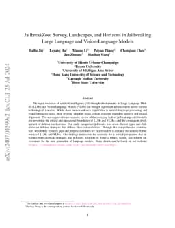 JailbreakZoo: Survey, Landscapes, and Horizons in Jailbreaking Large
  Language and Vision-Language Models