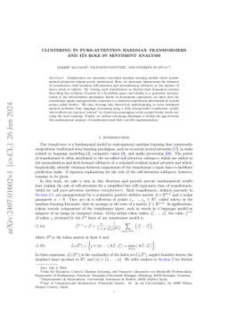 Clustering in pure-attention hardmax transformers and its role in
  sentiment analysis