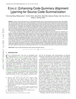 ESALE: Enhancing Code-Summary Alignment Learning for Source Code
  Summarization