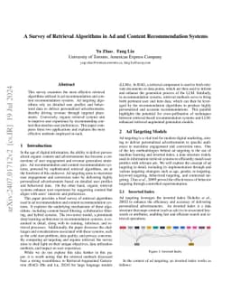 A Survey of Retrieval Algorithms in Ad and Content Recommendation
  Systems