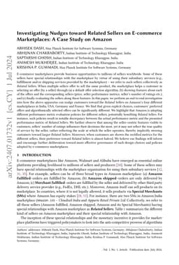 Investigating Nudges toward Related Sellers on E-commerce Marketplaces:
  A Case Study on Amazon