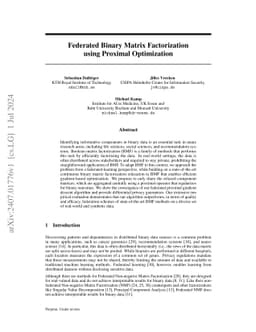 Federated Binary Matrix Factorization using Proximal Optimization