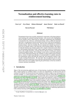 Normalization and effective learning rates in reinforcement learning