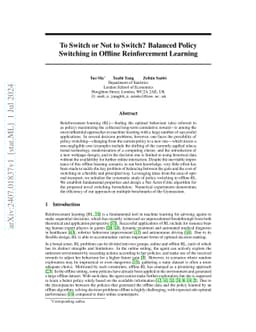 To Switch or Not to Switch? Balanced Policy Switching in Offline Reinforcement Learning