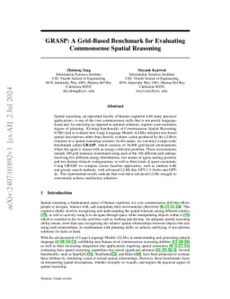 GRASP: A Grid-Based Benchmark for Evaluating Commonsense Spatial Reasoning