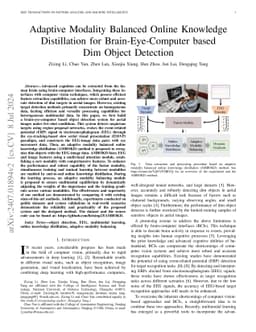 Adaptive Modality Balanced Online Knowledge Distillation for
  Brain-Eye-Computer based Dim Object Detection