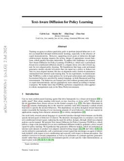 Text-Aware Diffusion for Policy Learning