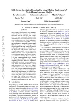 S2D: Sorted Speculative Decoding For More Efficient Deployment of Nested
  Large Language Models