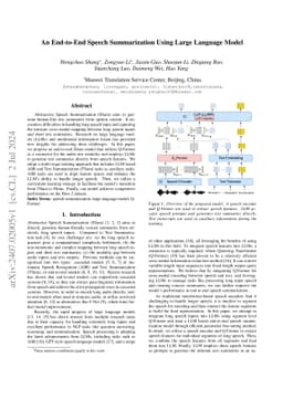 An End-to-End Speech Summarization Using Large Language Model