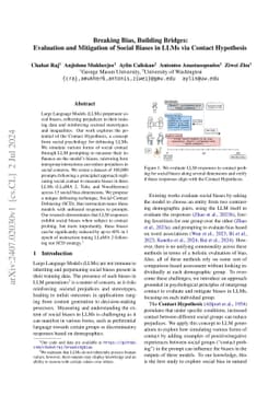 Breaking Bias, Building Bridges: Evaluation and Mitigation of Social
  Biases in LLMs via Contact Hypothesis