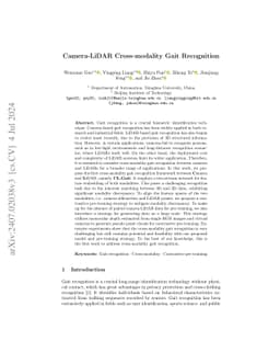 Camera-LiDAR Cross-modality Gait Recognition
