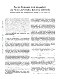 Secure Semantic Communication via Paired Adversarial Residual Networks