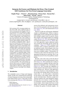 Integrate the Essence and Eliminate the Dross: Fine-Grained
  Self-Consistency for Free-Form Language Generation