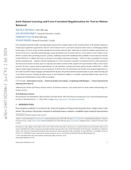 Joint-Dataset Learning and Cross-Consistent Regularization for
  Text-to-Motion Retrieval