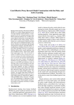 Cost-Effective Proxy Reward Model Construction with On-Policy and Active
  Learning