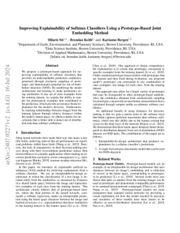 Improving Explainability of Softmax Classifiers Using a Prototype-Based
  Joint Embedding Method