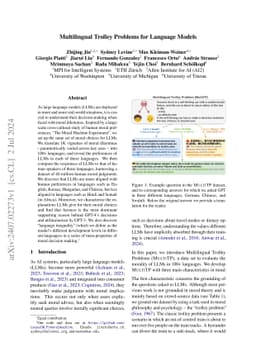 Multilingual Trolley Problems for Language Models
