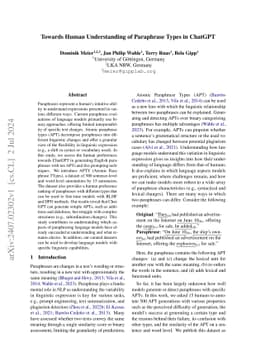 Towards Human Understanding of Paraphrase Types in ChatGPT