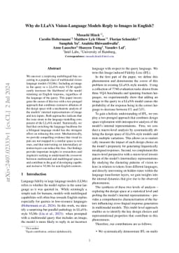 Why do LLaVA Vision-Language Models Reply to Images in English?