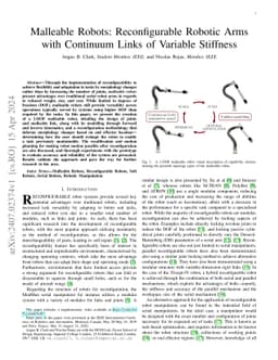 Malleable Robots: Reconfigurable Robotic Arms with Continuum Links of
  Variable Stiffness