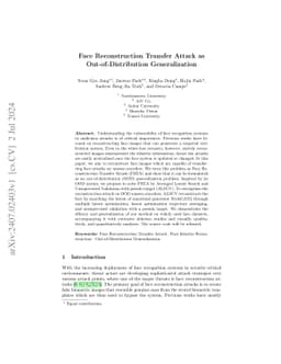 Face Reconstruction Transfer Attack as Out-of-Distribution
  Generalization