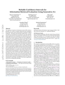 Reliable Confidence Intervals for Information Retrieval Evaluation Using
  Generative A.I
