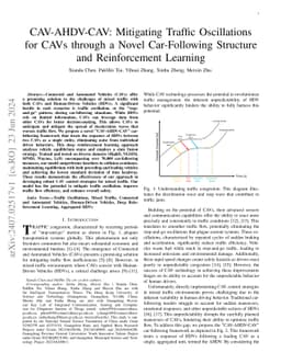CAV-AHDV-CAV: Mitigating Traffic Oscillations for CAVs through a Novel
  Car-Following Structure and Reinforcement Learning