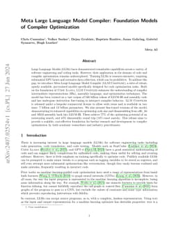 Meta Large Language Model Compiler: Foundation Models of Compiler
  Optimization