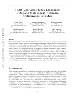 RLHF Can Speak Many Languages: Unlocking Multilingual Preference
  Optimization for LLMs