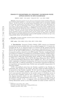 Product Geometries on Cholesky Manifolds with Applications to SPD
  Manifolds
