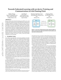 Towards Federated Learning with On-device Training and Communication in
  8-bit Floating Point
