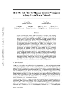 SF-GNN: Self Filter for Message Lossless Propagation in Deep Graph
  Neural Network
