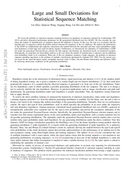 Large and Small Deviations for Statistical Sequence Matching