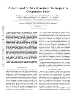 Aspect-Based Sentiment Analysis Techniques: A Comparative Study