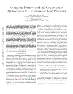 Comparing Feature-based and Context-aware Approaches to PII
  Generalization Level Prediction