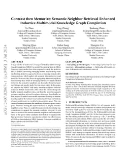 Contrast then Memorize: Semantic Neighbor Retrieval-Enhanced Inductive
  Multimodal Knowledge Graph Completion