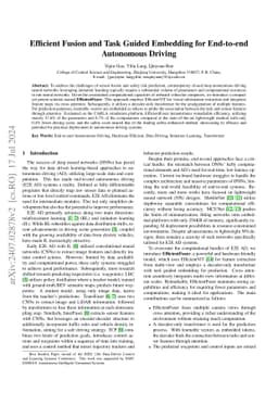 Efficient Fusion and Task Guided Embedding for End-to-end Autonomous
  Driving
