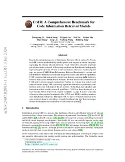 CoIR: A Comprehensive Benchmark for Code Information Retrieval Models
