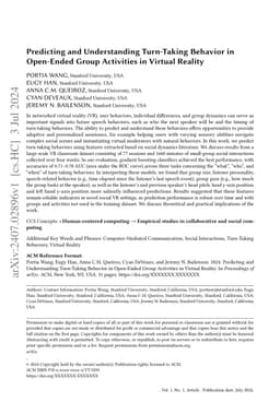 Predicting and Understanding Turn-Taking Behavior in Open-Ended Group
  Activities in Virtual Reality