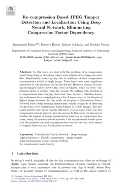 Recompression Based JPEG Tamper Detection and Localization Using Deep
  Neural Network Eliminating Compression Factor Dependency