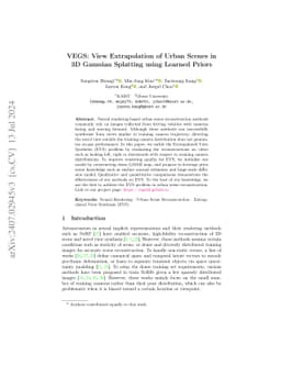 VEGS: View Extrapolation of Urban Scenes in 3D Gaussian Splatting using
  Learned Priors