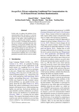 IncogniText: Privacy-enhancing Conditional Text Anonymization via LLM-based Private Attribute Randomization