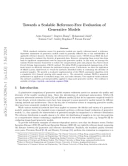 Towards a Scalable Reference-Free Evaluation of Generative Models