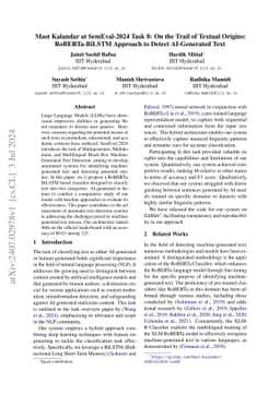 Mast Kalandar at SemEval-2024 Task 8: On the Trail of Textual Origins:
  RoBERTa-BiLSTM Approach to Detect AI-Generated Text