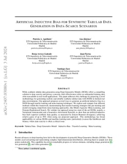Artificial Inductive Bias for Synthetic Tabular Data Generation in
  Data-Scarce Scenarios