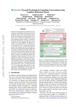 Cactus: Towards Psychological Counseling Conversations using Cognitive
  Behavioral Theory